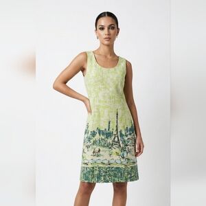 Kari Green Blue Sleeveless Dress Paris Retro Shift 8P